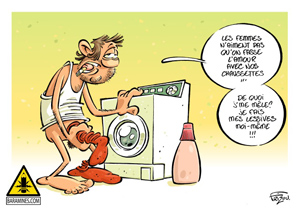 Dessin comique illustrant la branlette dans la chaussette